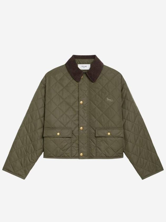 lightweight nylon quilted hunting jacket khaki - CELINE - BALAAN 1