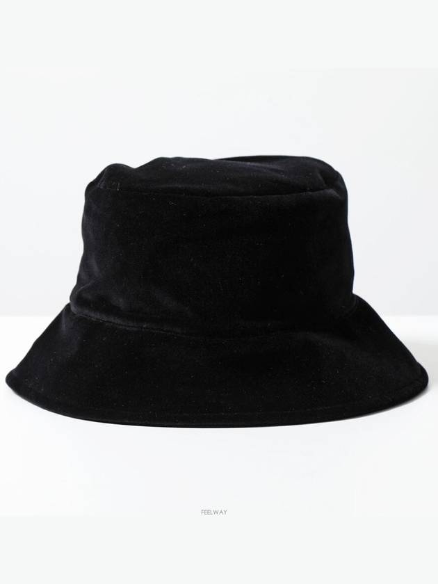 logo embroidered velvet bucket hat black - MIU MIU - BALAAN 4