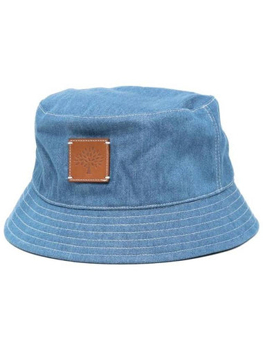 Logo Patch Denim Cotton Bucket Hat Blue - MULBERRY - BALAAN 1