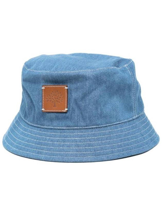 Logo Patch Denim Cotton Bucket Hat Blue - MULBERRY - BALAAN 1