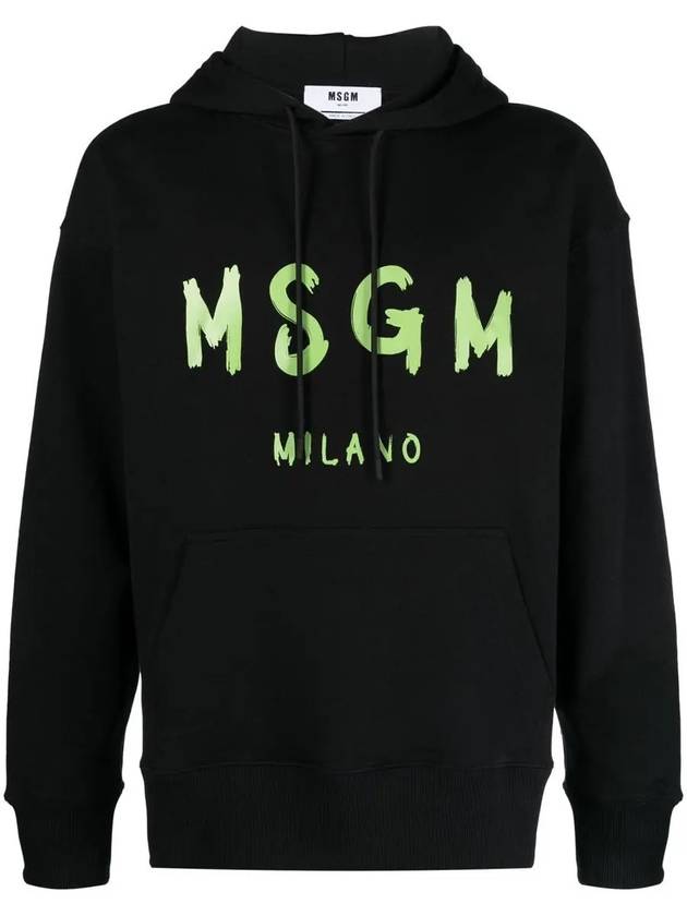 Milano Brushed Logo Hoodie Black - MSGM - BALAAN 2