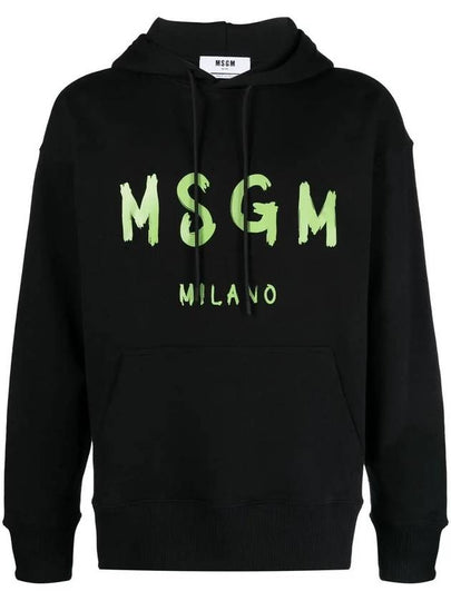 Milano Brushed Logo Hoodie Black - MSGM - BALAAN 2