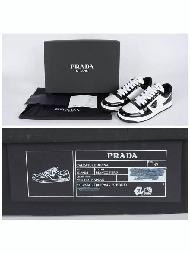 Downtown Leather Low Top Sneakers Black White - PRADA - BALAAN 8