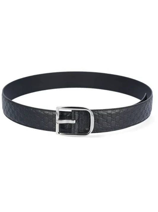 GG Microssima Leather Belt Black - GUCCI - BALAAN 1