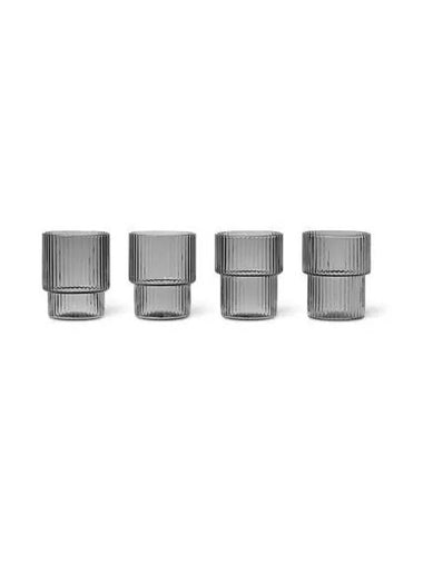 Wonderum Ripple Small Cup Set of 4 Smoke Gray - FERM LIVING - BALAAN 1