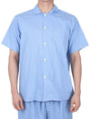 Poplin Pajamas Organic Cotton Short Sleeve Shirt Pin Stripe - TEKLA - 3