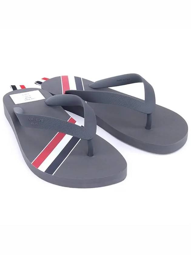 Three Stripe Flip Flops Medium Grey - THOM BROWNE - BALAAN.