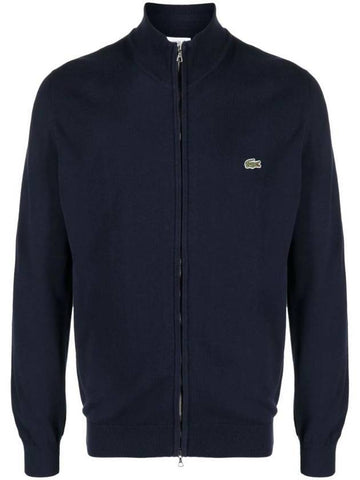 Men's Stand-Up Collar Organic Cotton Zip-Up Jacket Navy - LACOSTE - BALAAN 1