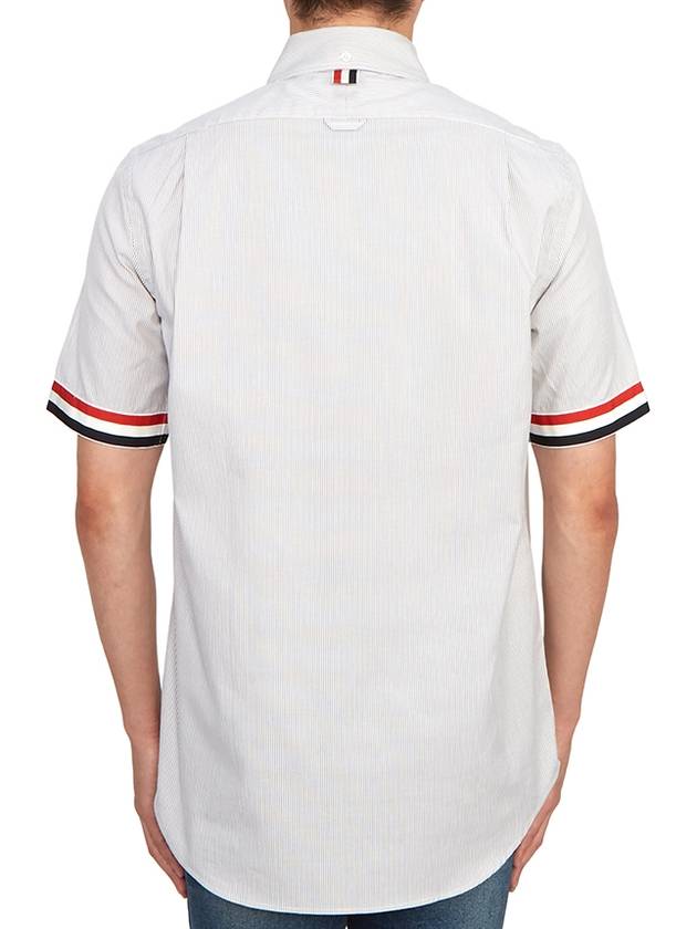 Men's Pincode Armband Short Sleeve Shirt Grey - THOM BROWNE - BALAAN 5