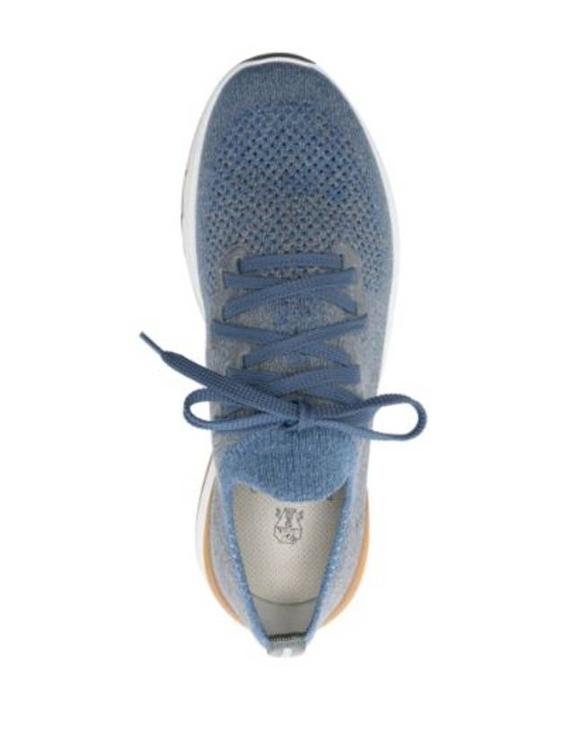 Stretch Knit Low Top Sneakers Blue - BRUNELLO CUCINELLI - BALAAN 5