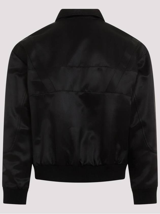 Satin Teddy Zip-Up Jacket Black - SAINT LAURENT - BALAAN 3