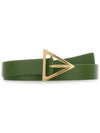 Triangle Buckle Leather Belt Green - BOTTEGA VENETA - BALAAN 4