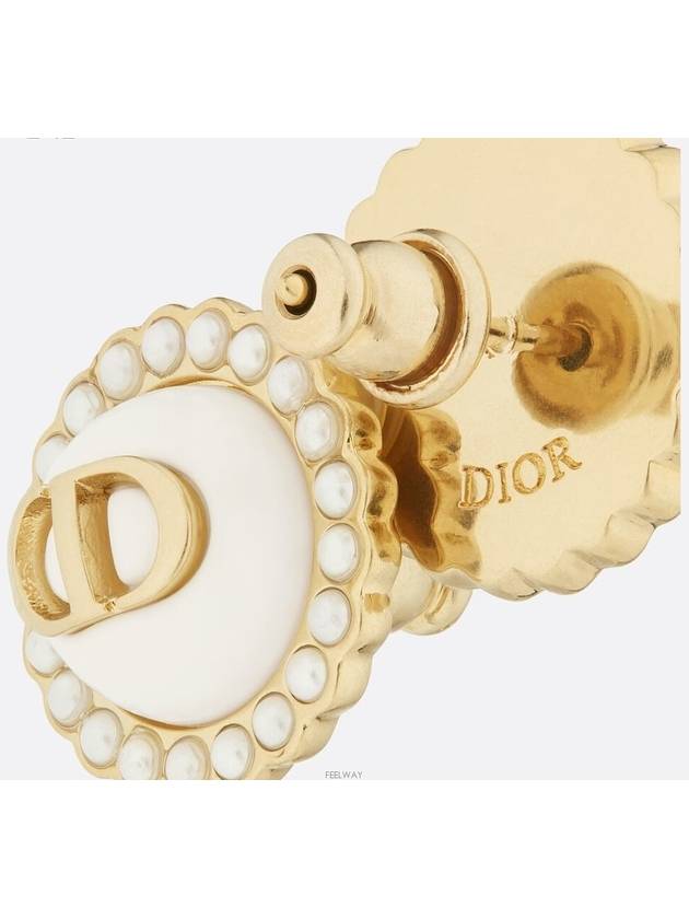 Petit CD Baroque Stud Earrings Latte Glass - DIOR - BALAAN 5