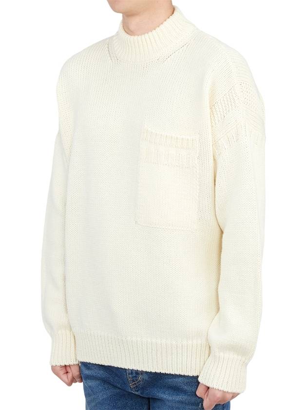 Men's Mock Neck Wool Knit Top Ivory - TEN C - BALAAN 3