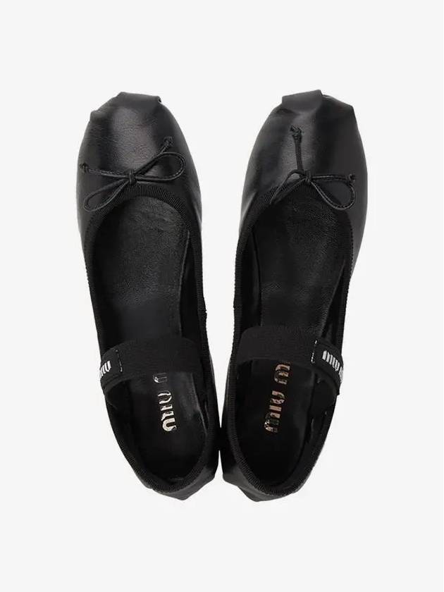 Women's Logo Leather Ballerinas Black - MIU MIU - BALAAN 5