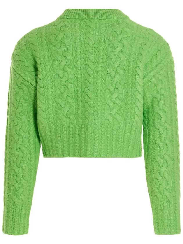 Cable Wool Knit Top Green - AMI - BALAAN 3