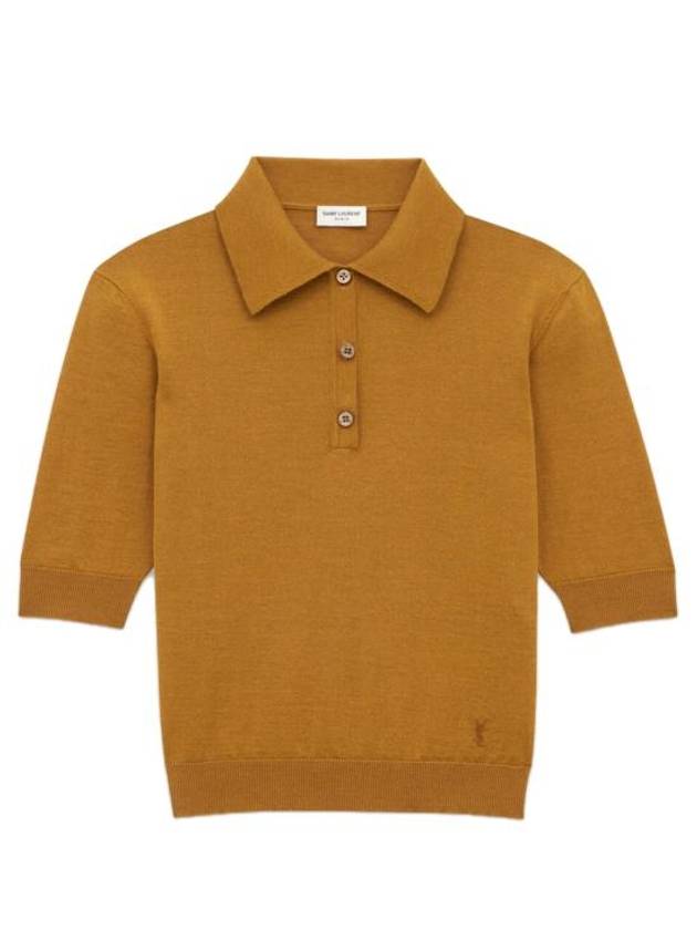 Cassandre Cashmere Polo Shirt Brown - SAINT LAURENT - BALAAN 2