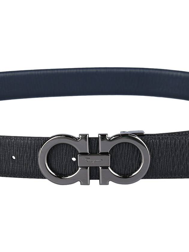 Reversible Gancini Leather Belt Black Navy - SALVATORE FERRAGAMO - BALAAN 9