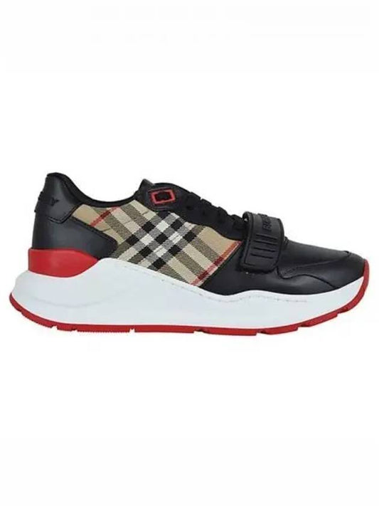 Vintage Check Leather Low Top Sneakers Black - BURBERRY - BALAAN 2