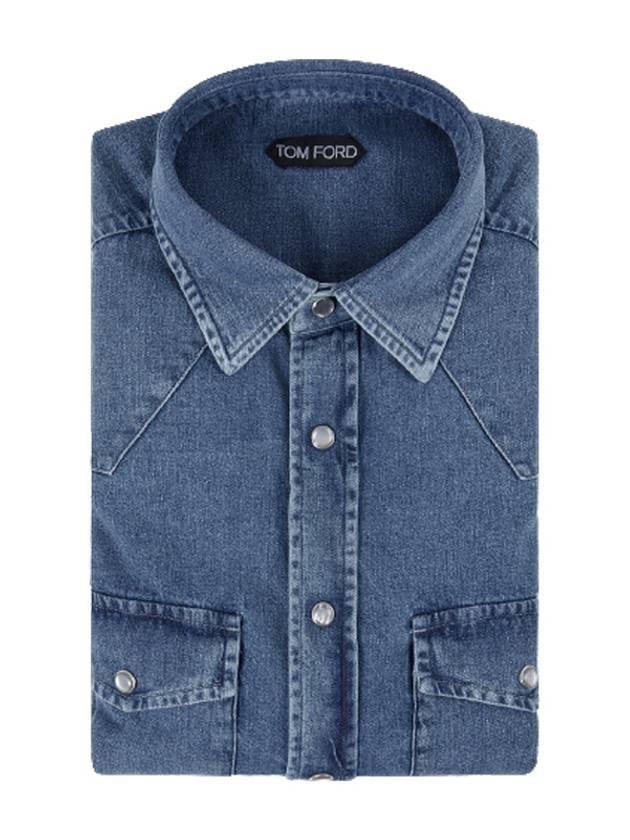 Flap Pocket Denim Long Sleeve Shirt Light Blue - TOM FORD - BALAAN 4