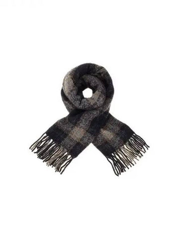 Women s Check Pattern Alpaca Boucle Scarf Navy 270118 - BRUNELLO CUCINELLI - BALAAN 1