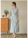 Bubbly striped open collar long dress blue - MICANE - BALAAN 3