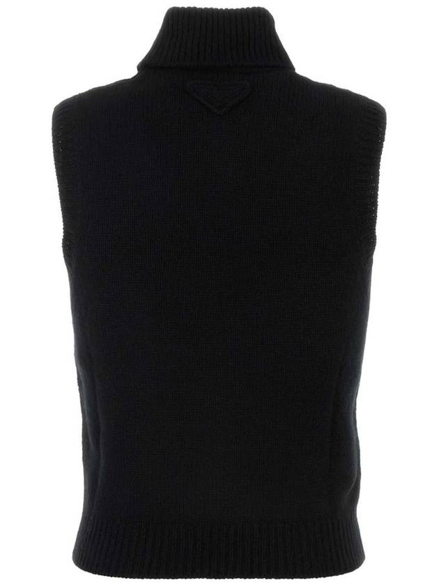 Cashmere Turtleneck Vest Black - PRADA - BALAAN 3