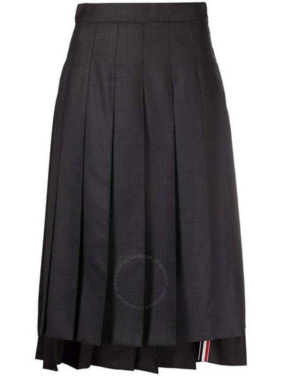 Super 120S Twill Below Knee Pleated Skirt Dark Grey - THOM BROWNE - BALAAN 2