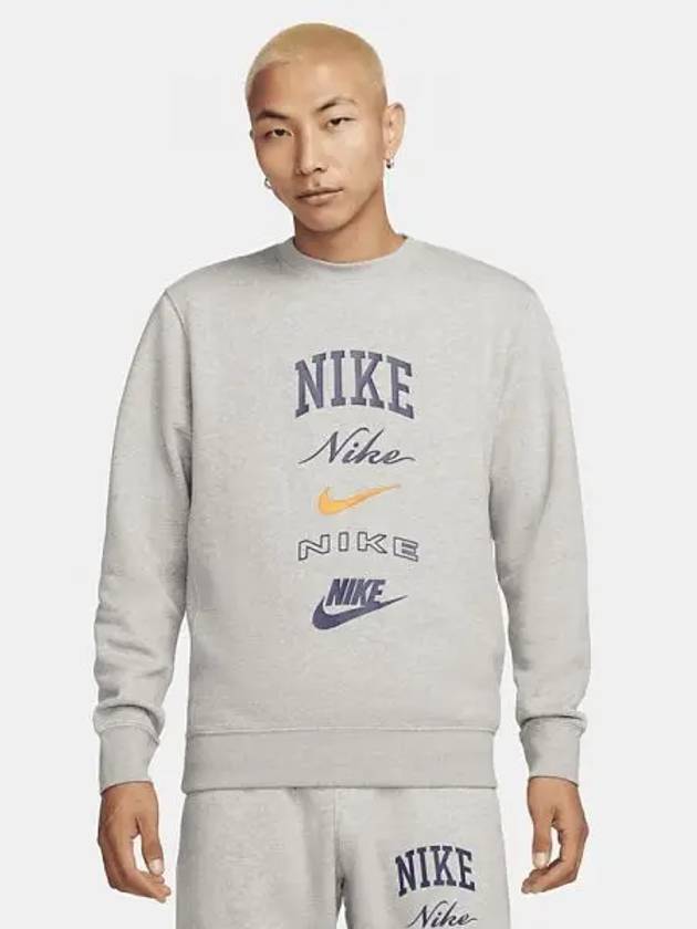 Club Fleece Crew Neck Sweatshirt Grey - NIKE - BALAAN 2