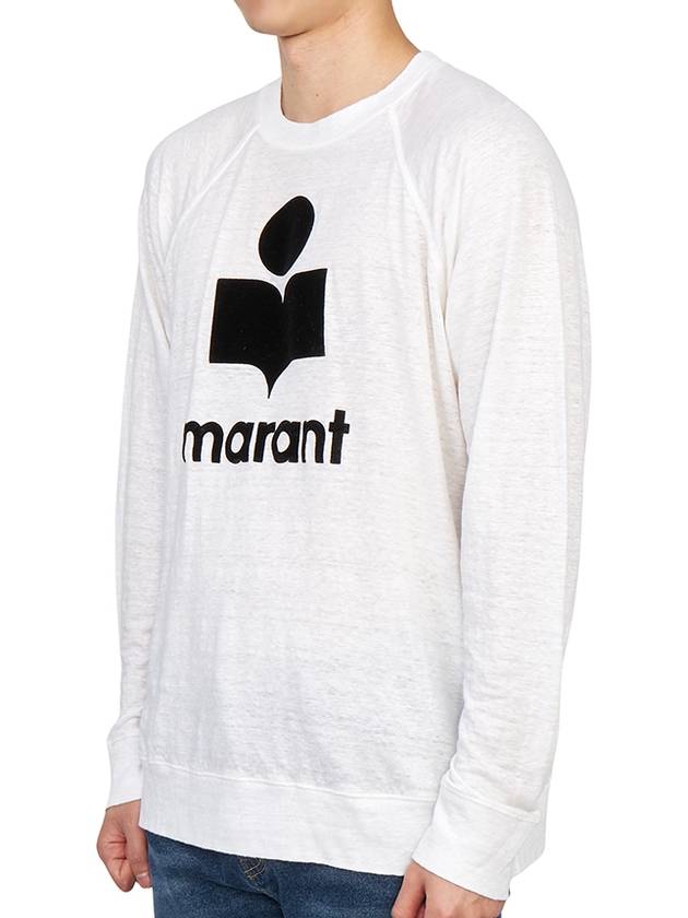 Kieffer Logo Print Linen Long Sleeve T-Shirt White - ISABEL MARANT - BALAAN 3