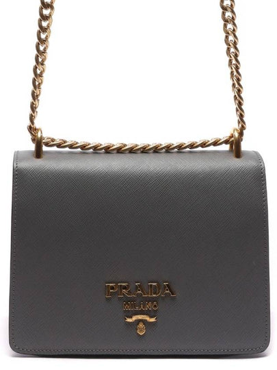 Saffiano Leather Chain Shoulder Bag Grey - PRADA - BALAAN 2