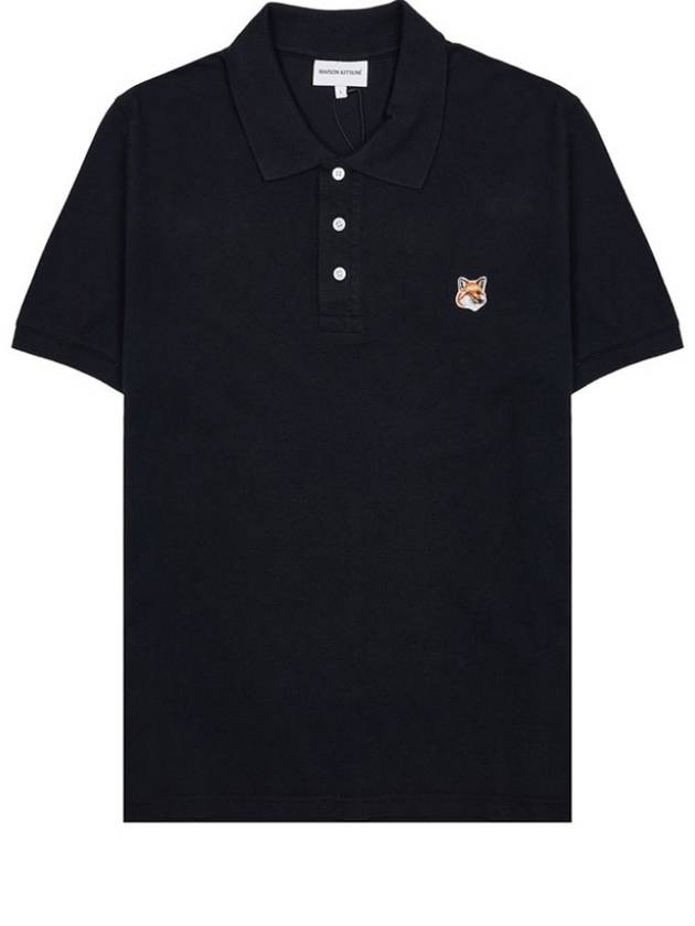 Fox Head Patch Cotton Polo Shirt Black - MAISON KITSUNE - BALAAN 2