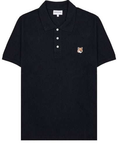 Fox Head Patch Cotton Polo Shirt Black - MAISON KITSUNE - BALAAN 2