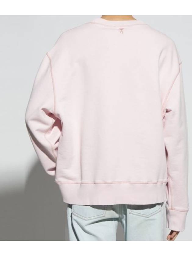 Embroidery Logo Crew Neck Sweatshirt Pink - AMI - BALAAN 6