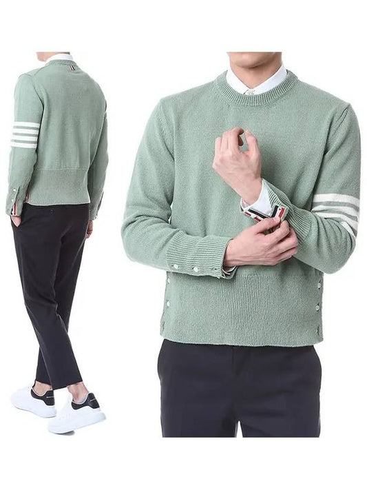 4 Bar Logo Wool Knit Top Green - THOM BROWNE - BALAAN 2