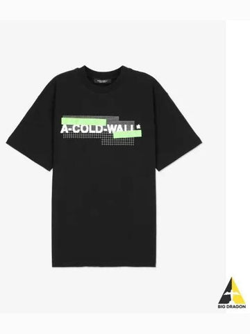 A COLD WALL grid logo print short sleeve t shirt black ACWMTS106BLACK - A-COLD-WALL - BALAAN 1