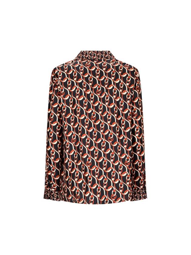 Women's Interlocking G Chain Print Silk Shirt Brown - GUCCI - BALAAN 3