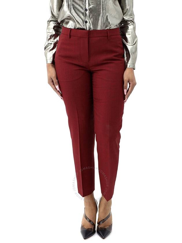 Women's Wiluna Pattern Wool Slim Fit Pants Red - BURBERRY - BALAAN 2