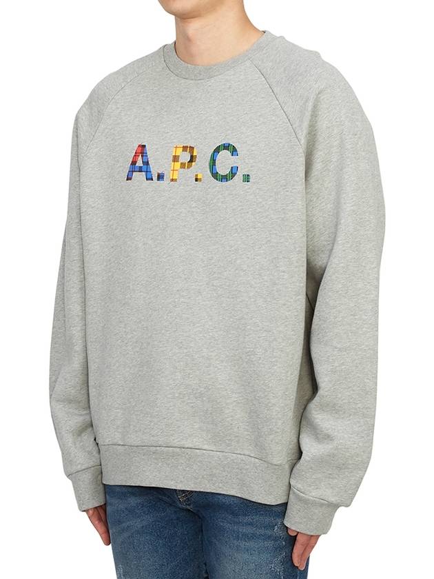 Shaun Tartan Check Logo Sweatshirt Heather Grey - A.P.C. - BALAAN 5