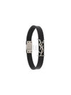 Monogram Opyum Leather Bracelet Black Silver - SAINT LAURENT - BALAAN 2