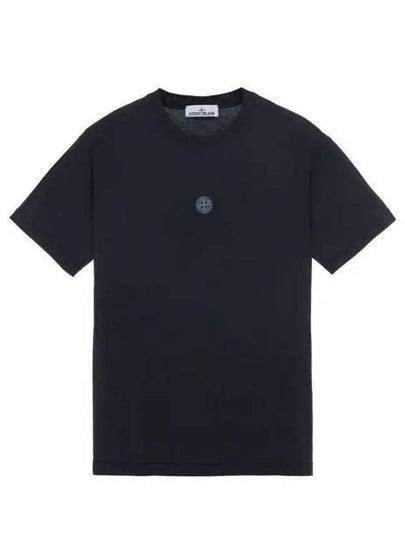 Garment Dyed Lettering One Print Cotton Jersey Short Sleeve T-Shirt Navy - STONE ISLAND - BALAAN 2