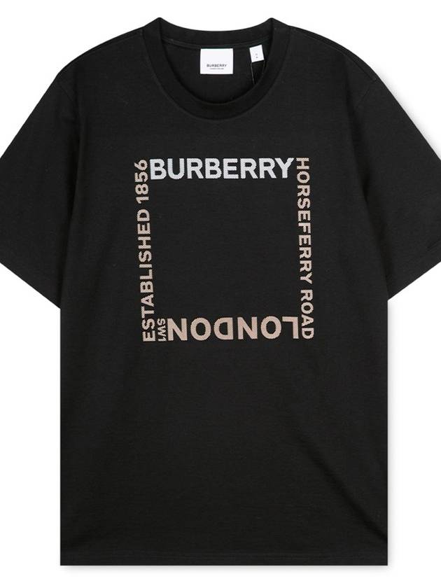 Women's Horseferry Square Print Cotton Short Sleeve T-Shirt Black - BURBERRY - BALAAN 3