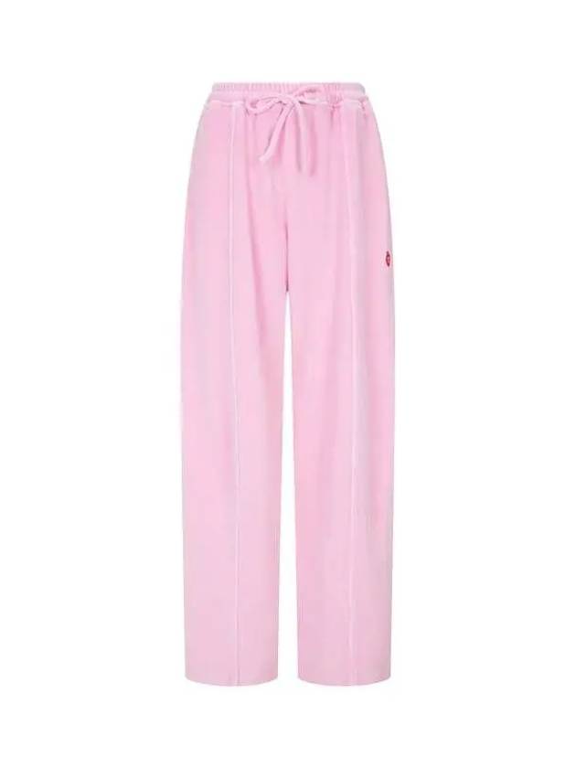 Apple Logo Velor Track Pants Pink - ALEXANDER WANG - BALAAN 1