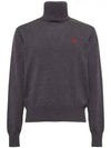 Heart Logo Wool Turtleneck Grey - AMI - BALAAN 2