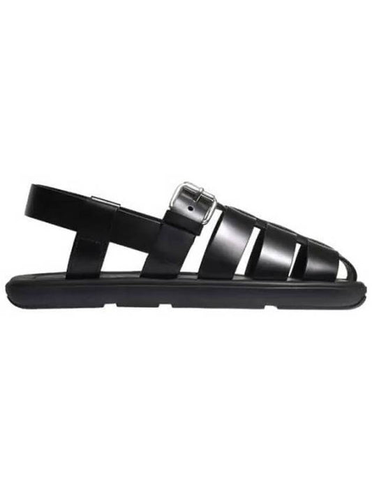 brushed leather sandals black - PRADA - BALAAN 1