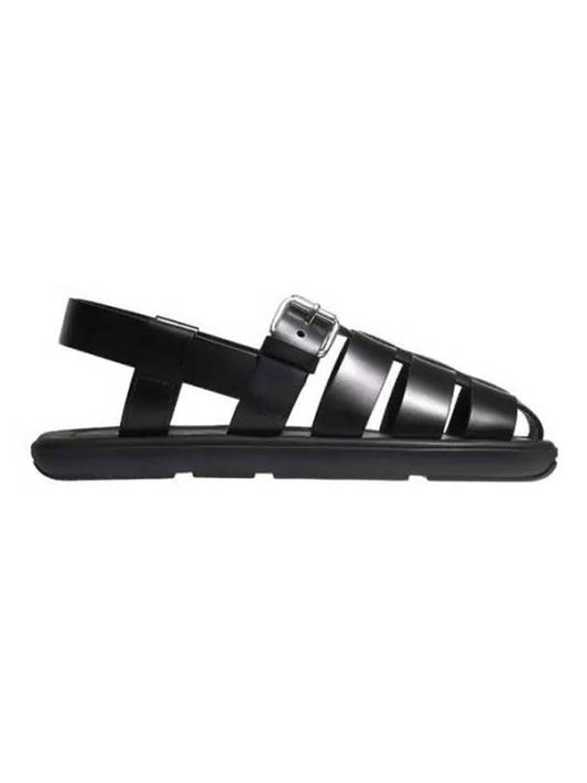 brushed leather sandals black - PRADA - BALAAN 1