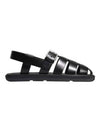 Crisscross Bands Brushed Leather Sandals Black - PRADA - BALAAN 1