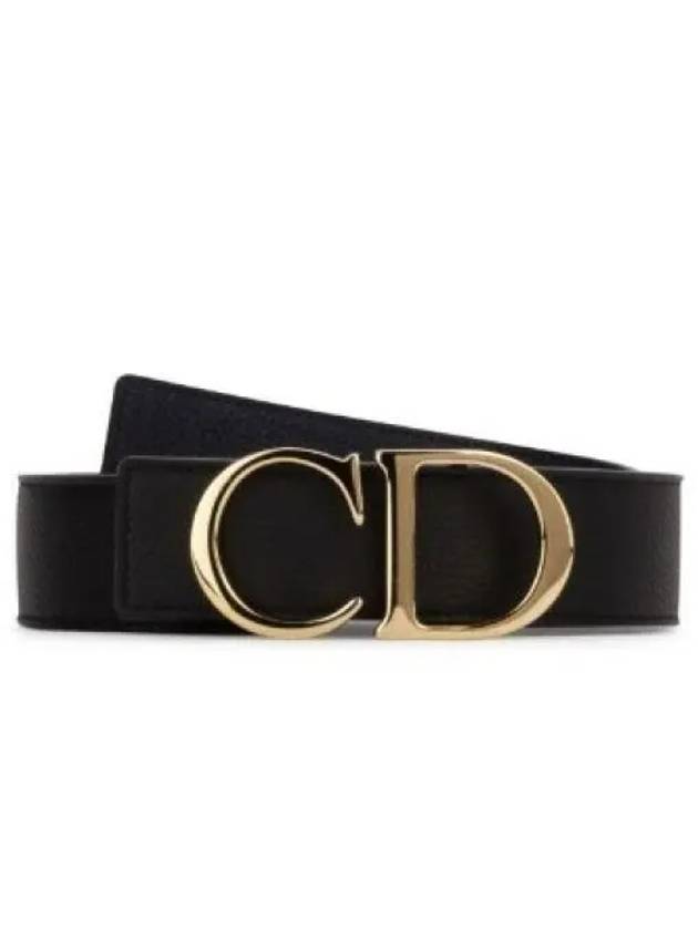 CD Logo Gold Buckle Reversible Leather Belt Black Navy - DIOR - BALAAN 2