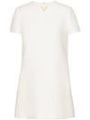 Wool Silk Blend Short Dress White - VALENTINO - BALAAN 1