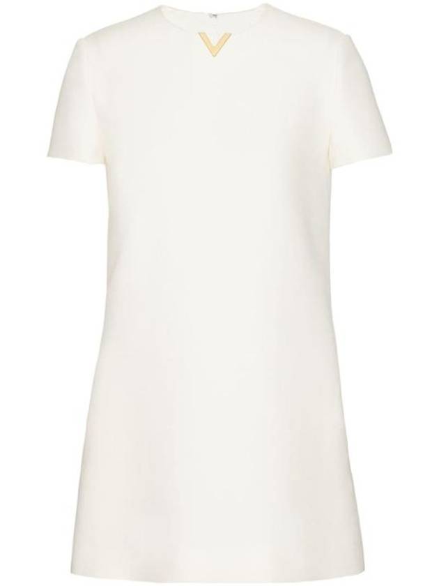 Wool Silk Blend Short Dress White - VALENTINO - BALAAN 1